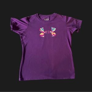 Under Armour, Youth Loose Fit Tee, Purple, Logo, Heat Gear - Large / YL, T-Shirt